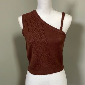 CABLE KNIT BROWN CROP TOP
